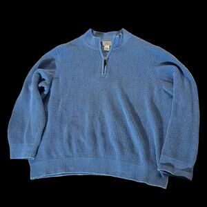 L.L.Bean Blue Quarter-Zip Knit Sweater XXL